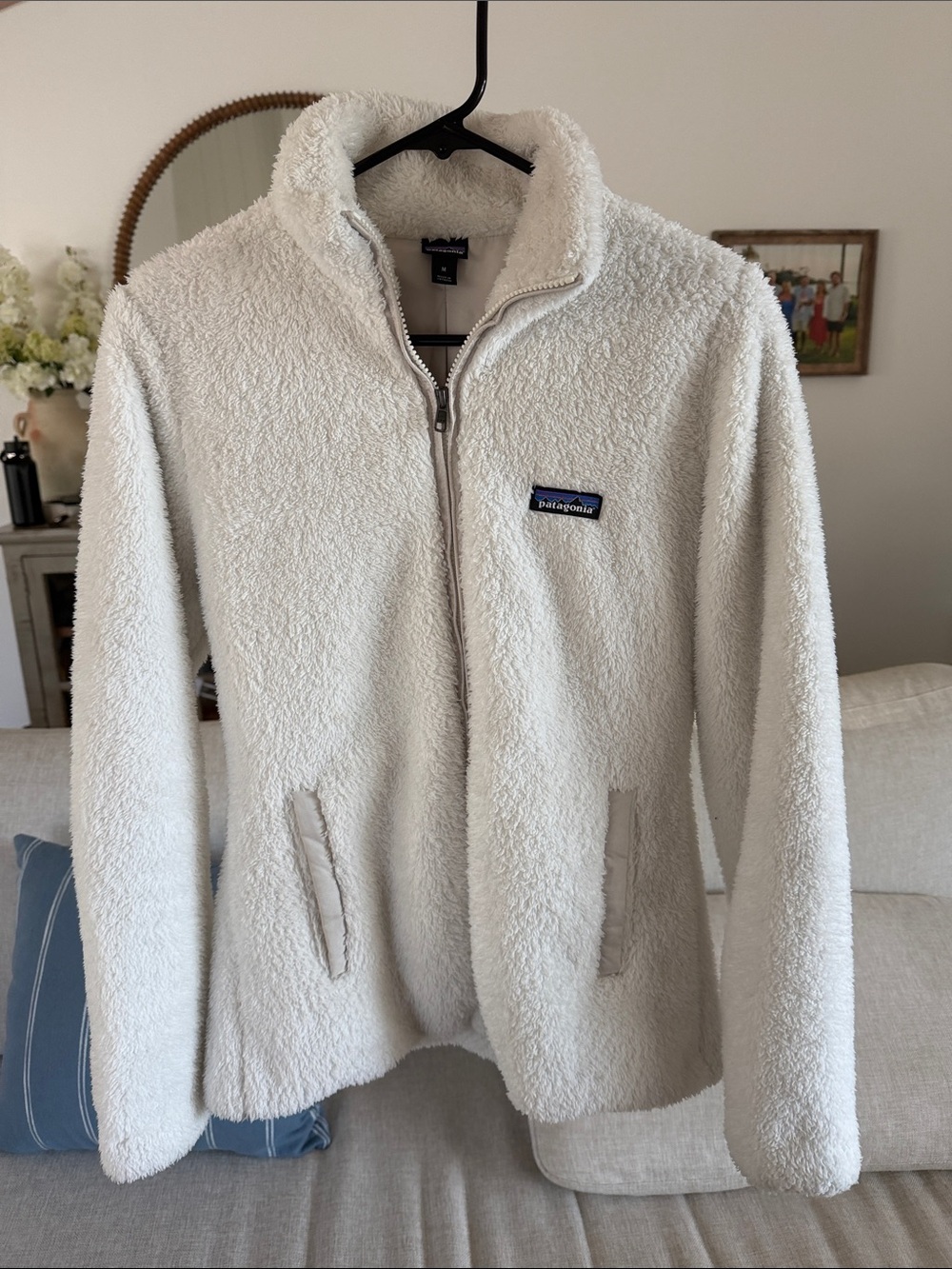 Patagonia White Teddy Fleece Zip-Up Jacket